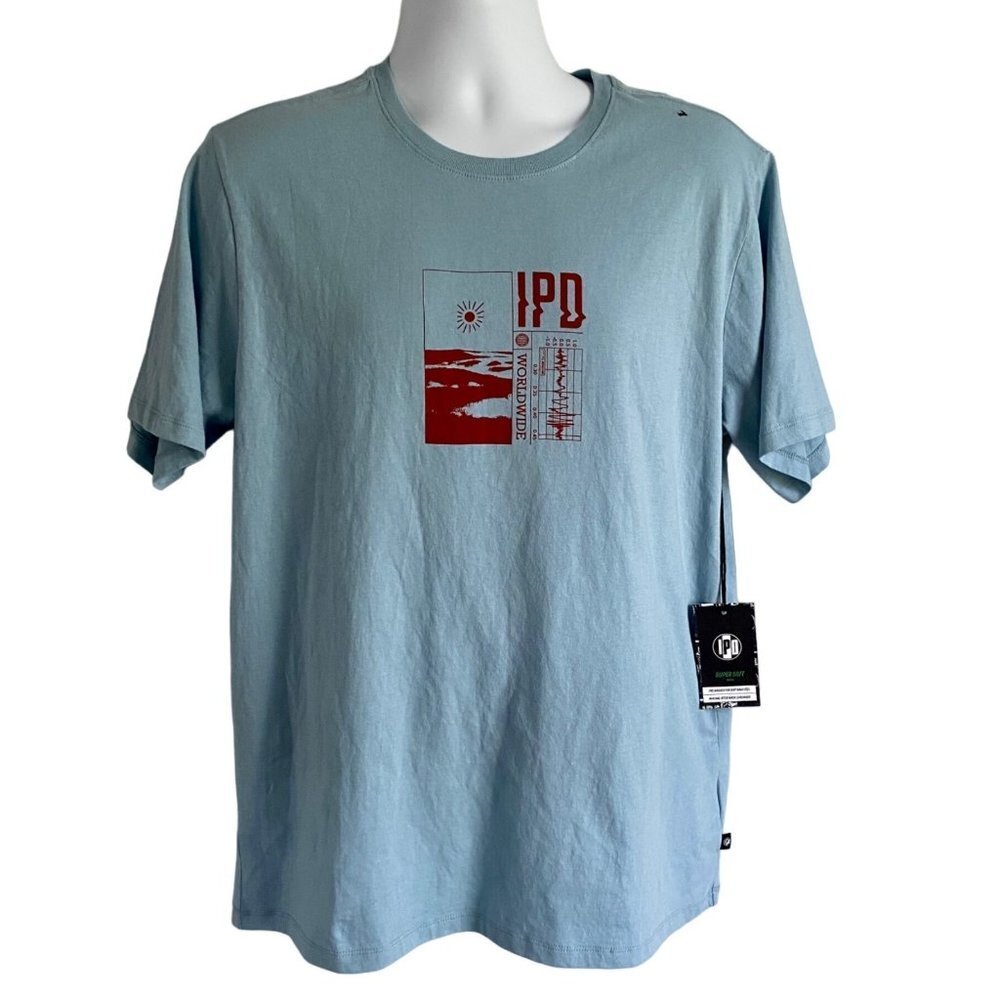 IPD Blue Short Sleeve Cotton Tee Shirt Men's Large